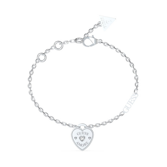 PULSEIRA GUESS 'AMORE HEART' AÇO PRATEADO 'JUBB05057JWRHS'